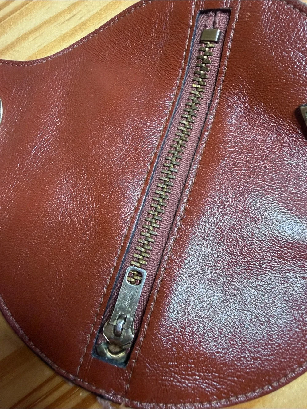 Vintage Borelli Collection Leather Round Coin Purse Pouch Key Chain Charm
